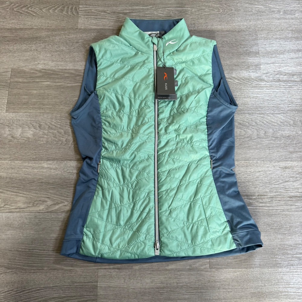 KJUS Women Retention Vest Green Blue Water Repellent Golf Ski Quilted 36 S